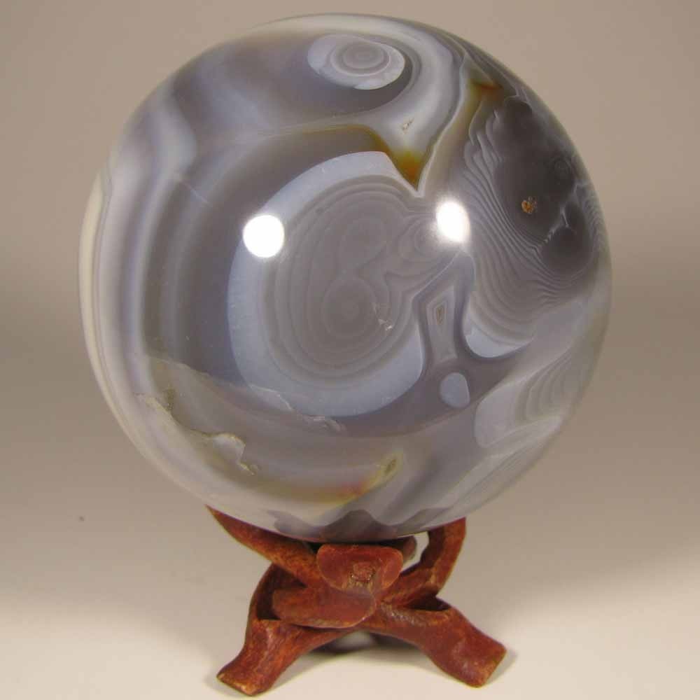 3″ BANDED AGATE Crystal Sphere Ball w/ Stand – Madagascar – 76mm – 1.4 lbs.