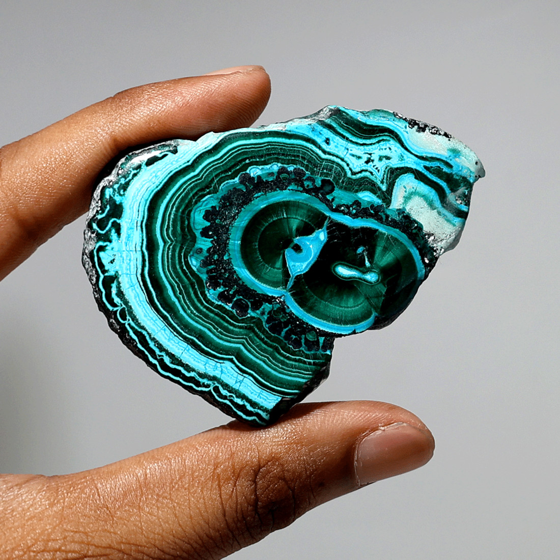 The Seer’s Stone — Orbital Chrysocolla Malachite Gem Slab — Banded Mineral Slice