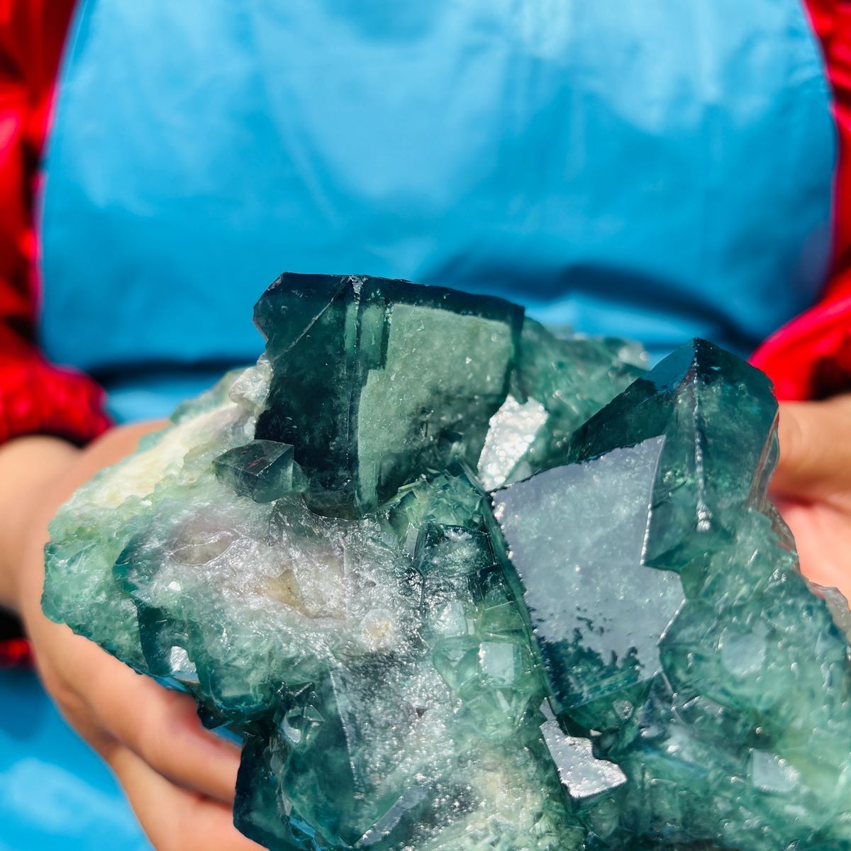 3.93LB Natural Green Fluorite Crystal Cluster Cubic Fluorite Specimen healing