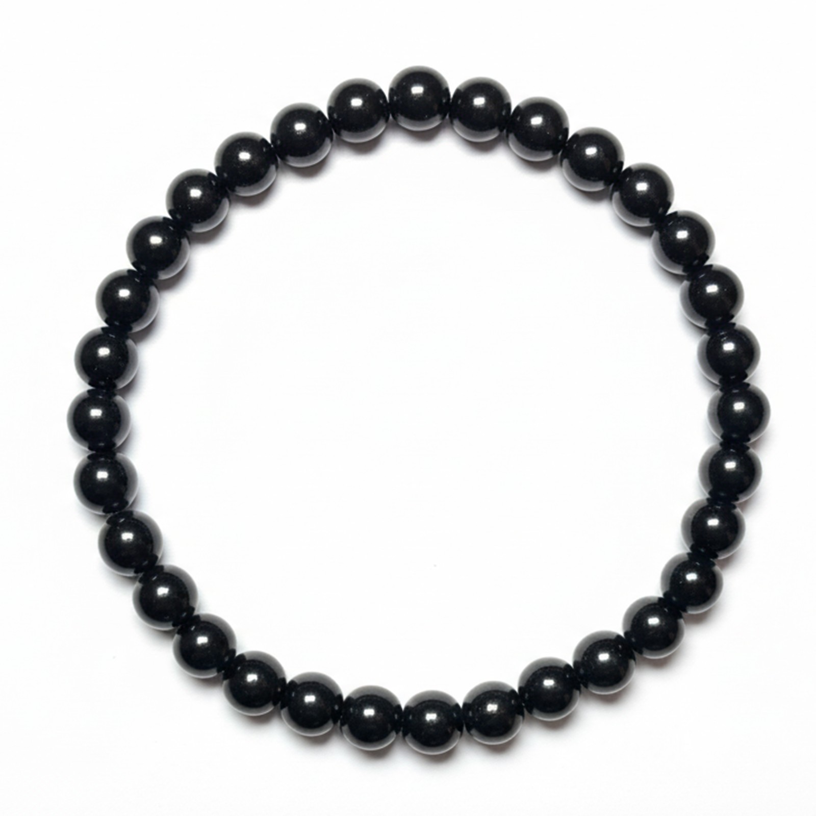 Jet Stone Bracelet for Men and Women, Natural Jet Beads 6mm