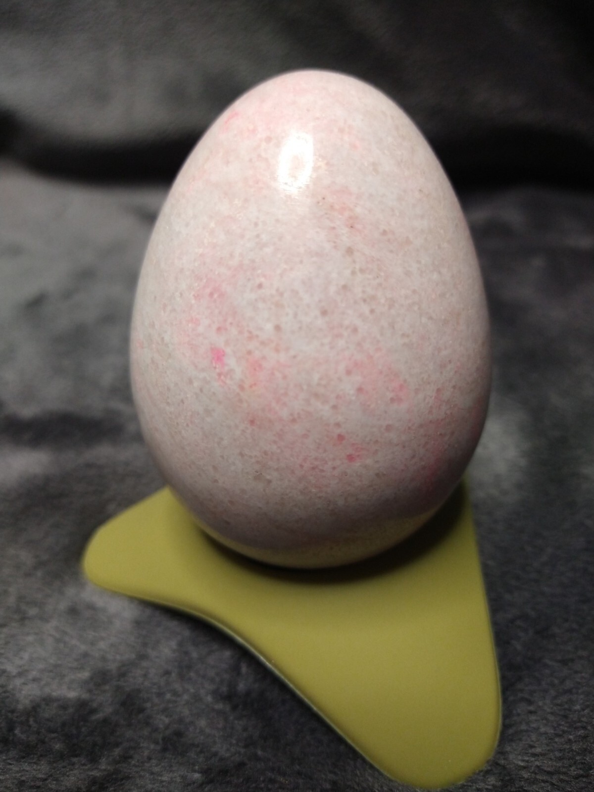 Pink Speckled Polished Marble Egg 3″ x 2″ No stand