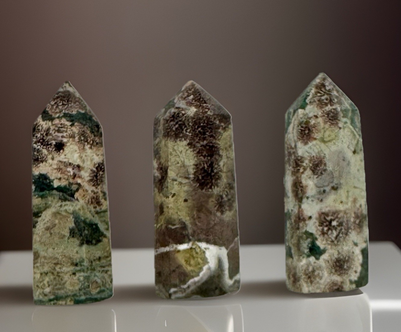 Cherry Blossom Jasper Crystal Tower 2.75″-3.5” Sakura Flower Hexagonal Point