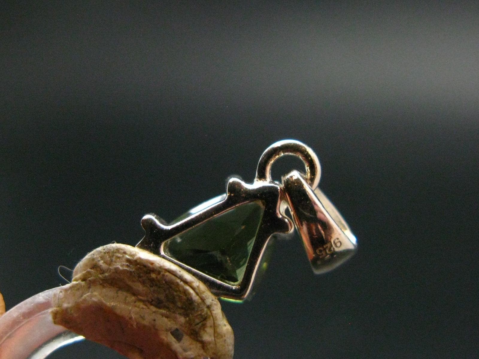 Moldavite Tektite Facetted Silver Pendant from Czech – 0.7″ – 1.10 Grams