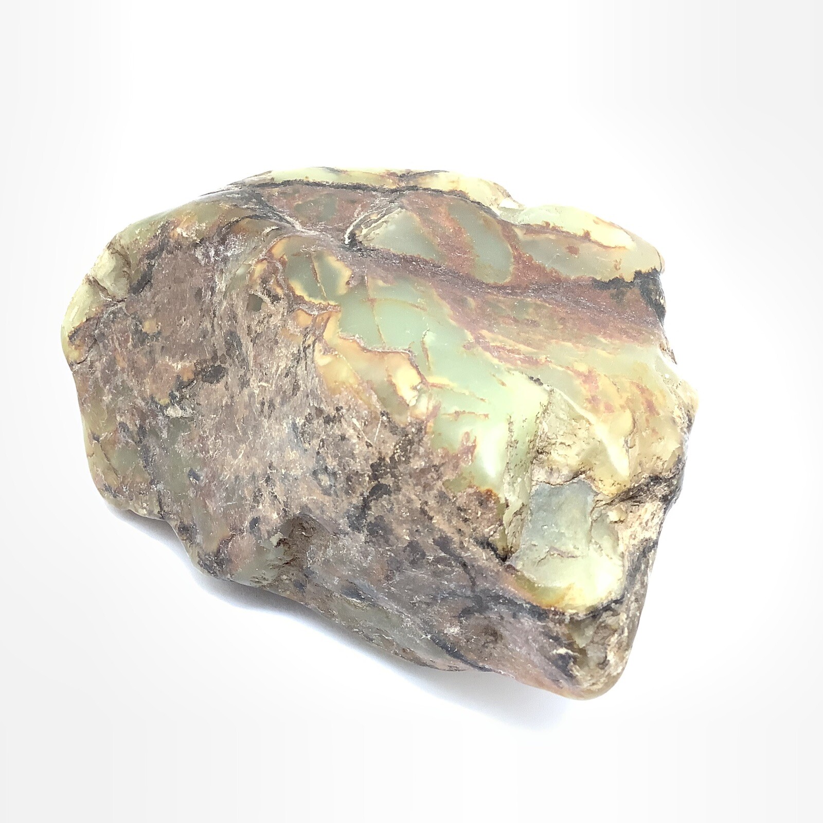 Siberian Jade Cobble Green Brown Nephrite Jade Stone Vitim River Siberia 514g