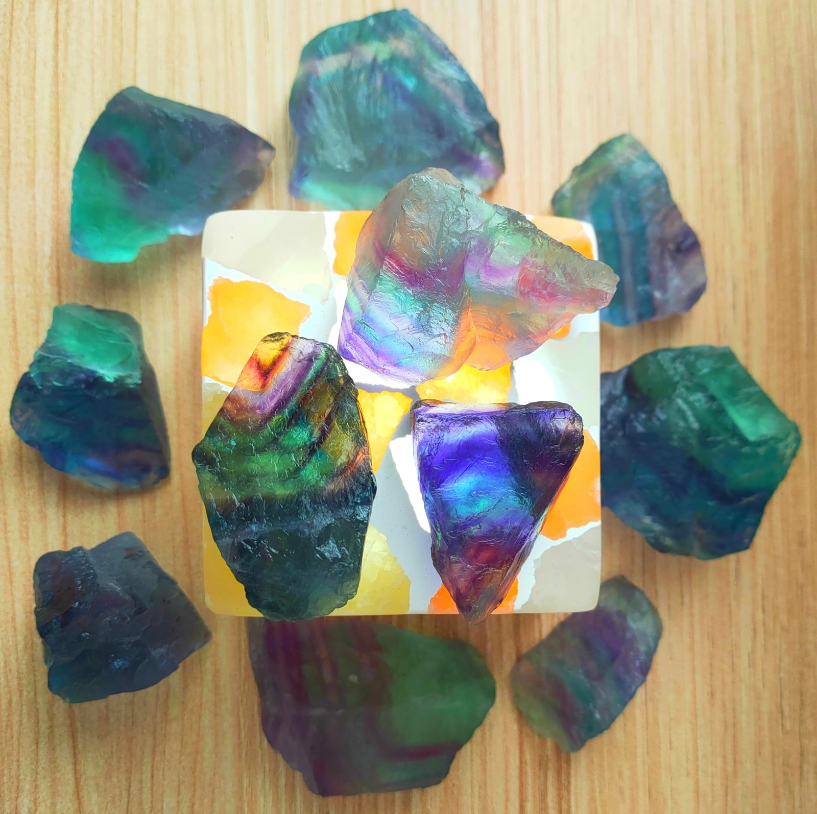 Rough Rainbow Fluorite Crystals 1 lb for Healing, Tumbling, Wire Wrapping, Reiki
