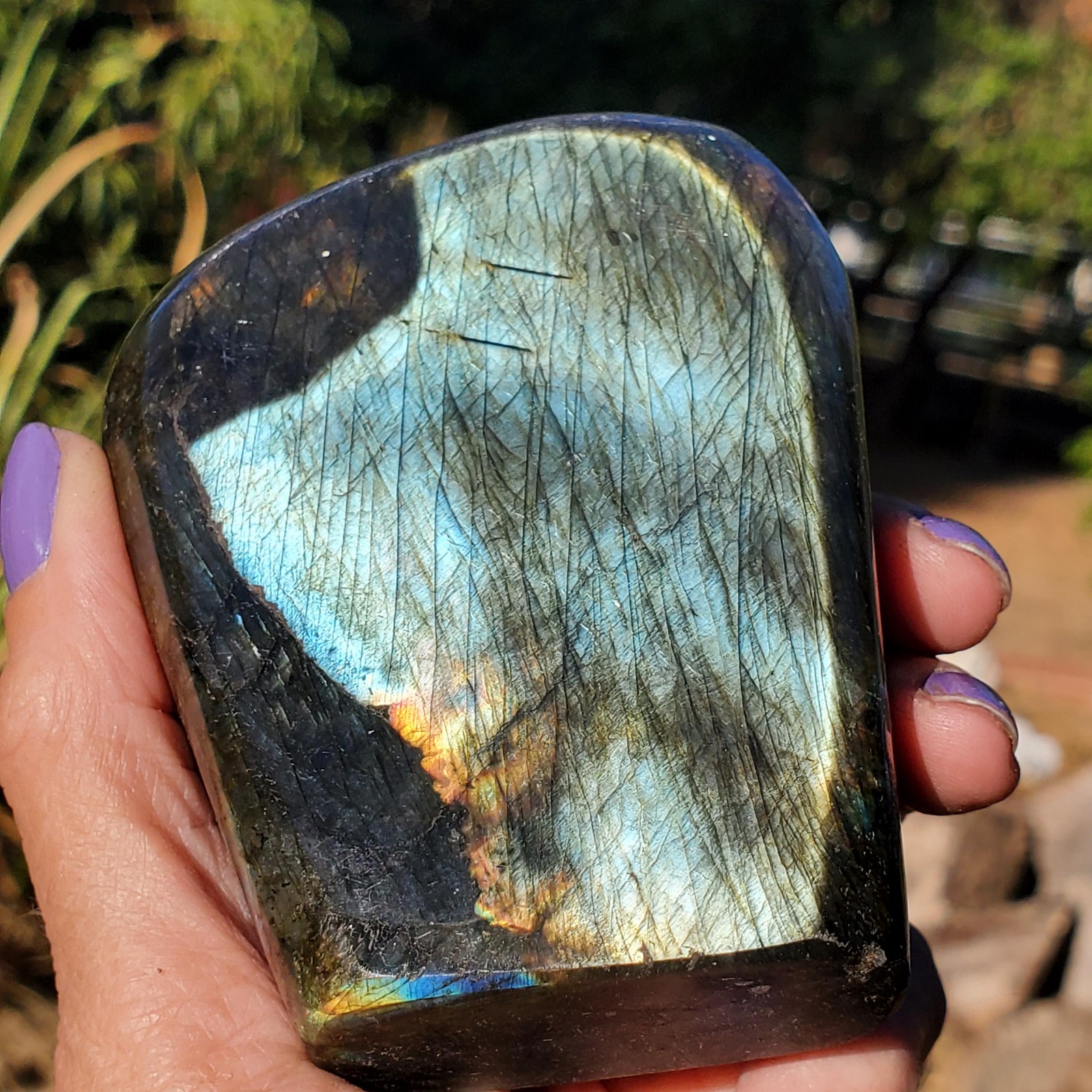 NO WAY! Double Colors on One Side Full Face Silver Green Labradorite Flash 340