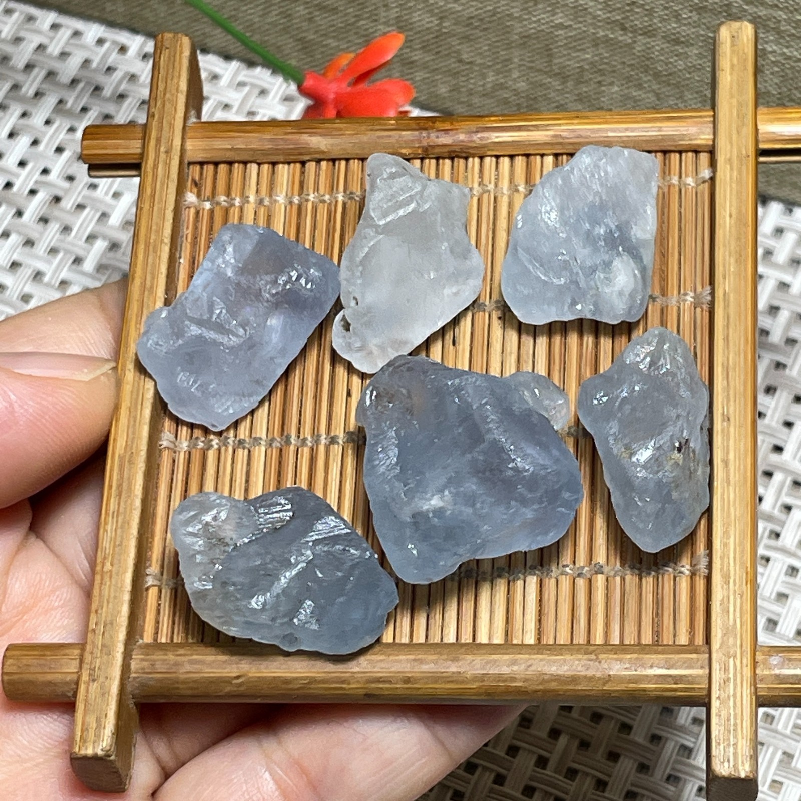 6pcs Celestite Sky Blue Crystals Natural Gemstones Mineral Specimens 56g c180