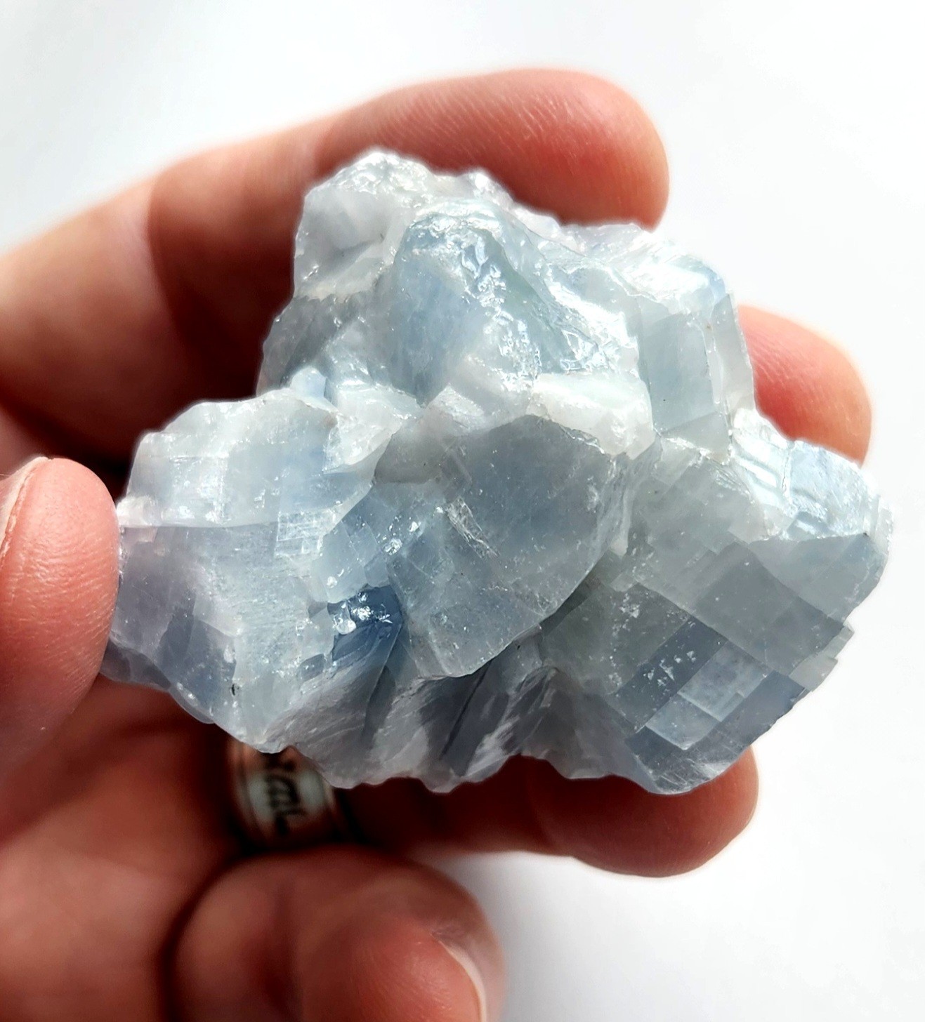 2″ 63g Natural Blue Calcite Crystal Cabinet Display Specimen
