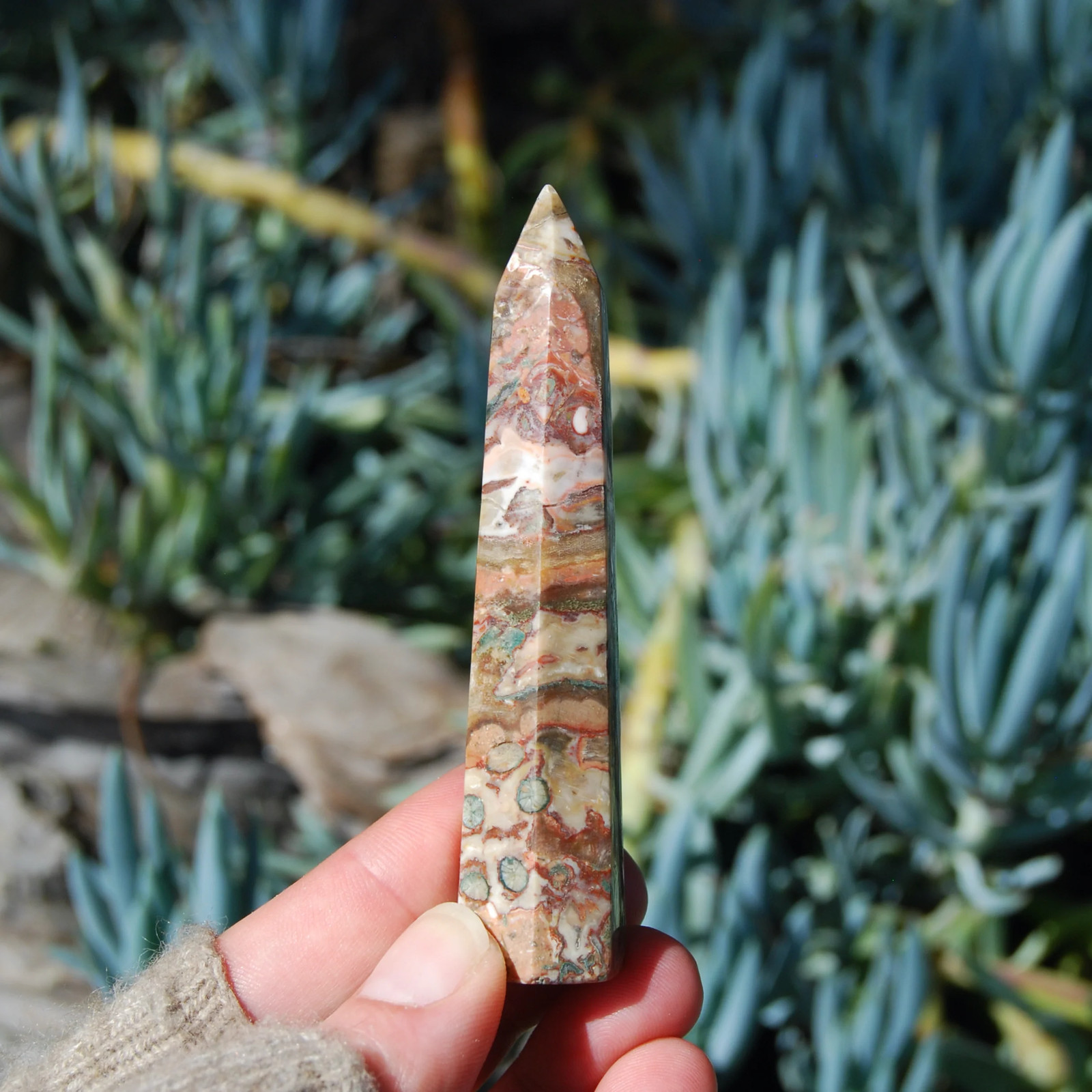 3.75in Pink Leopard Skin Jasper Crystal Tower #4
