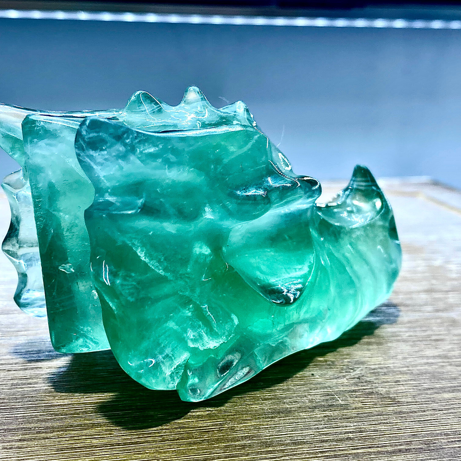 355G Natural fluorite quartz products, hand carved and polished spiritual orname