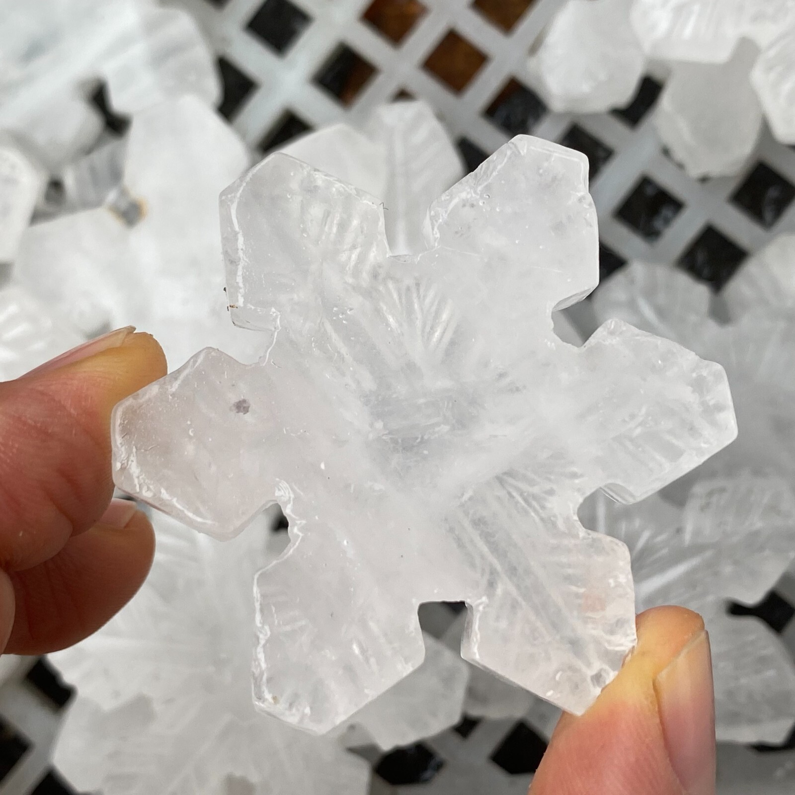 TOP Natural Gypsum Selenite snow Hand Carved Quartz Crystal Reiki healing 1PC