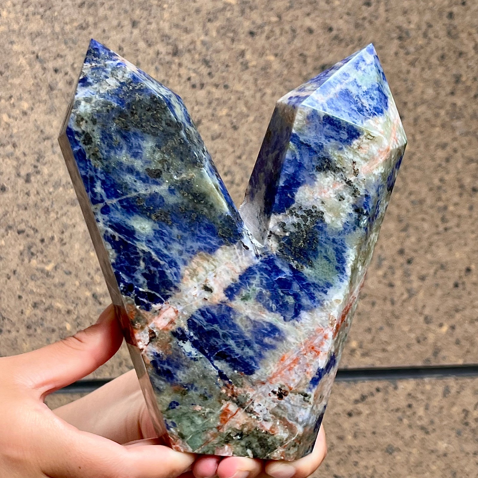 Blue Sodalite Double Terminated Point Crystal Specimen Mineral Display 3.5 lb