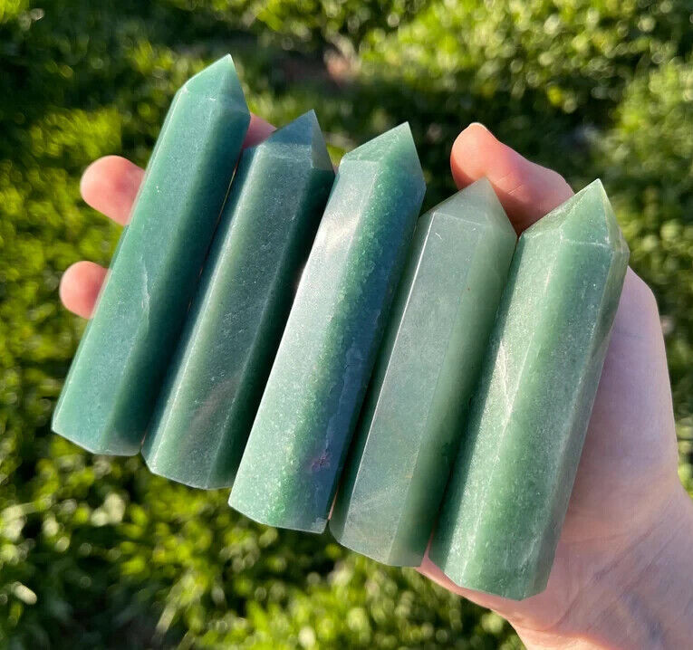 Natural Green Aventurine Tower Point Meditation Obelisk Healing Crystal Mineral