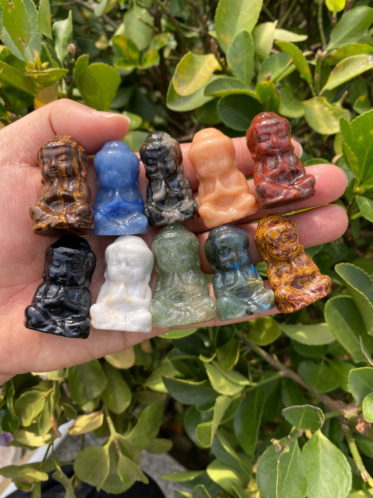 5pcs Natural Mixed Quartz Hand carved crystal Buddha skull reiki healing gift