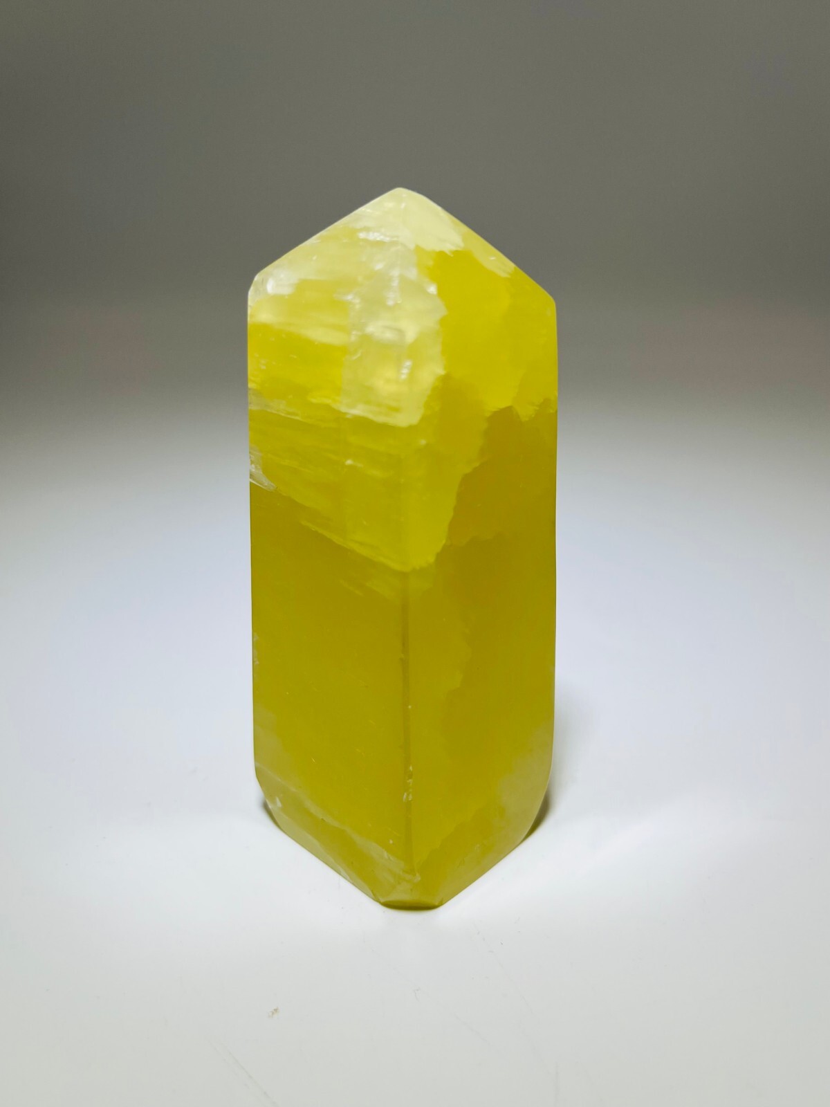 Lemon Calcite Tower Obelisk Energy 3 29/32×1 13/32×1 5/16in Quality Stone