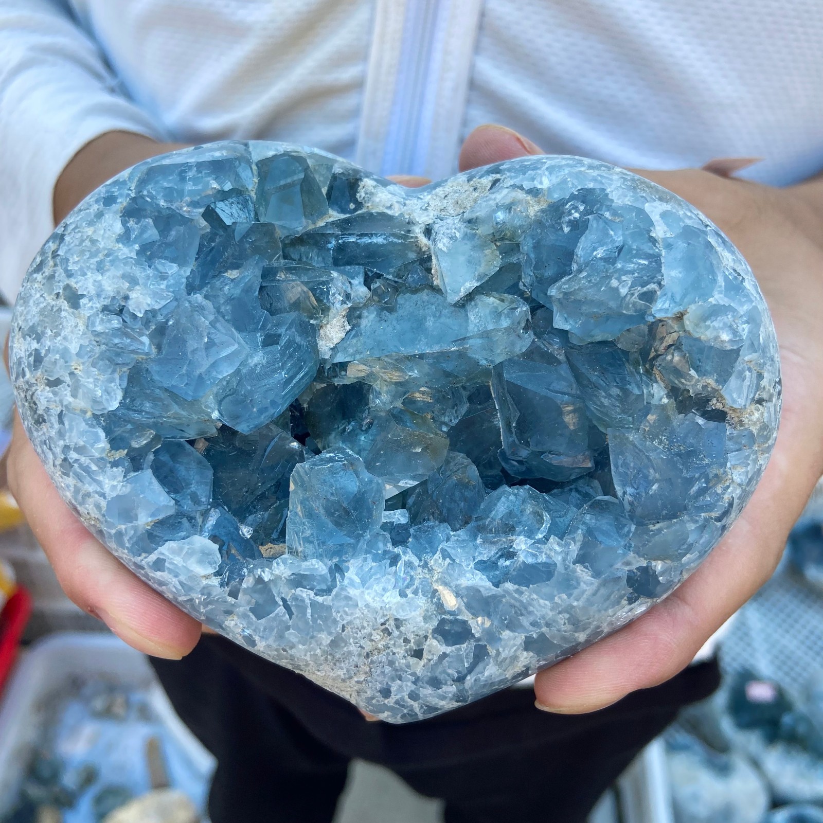 3.4lb Natural Blue Celestite Crystal Geode Quartz Cluster Mineral Specimen heali