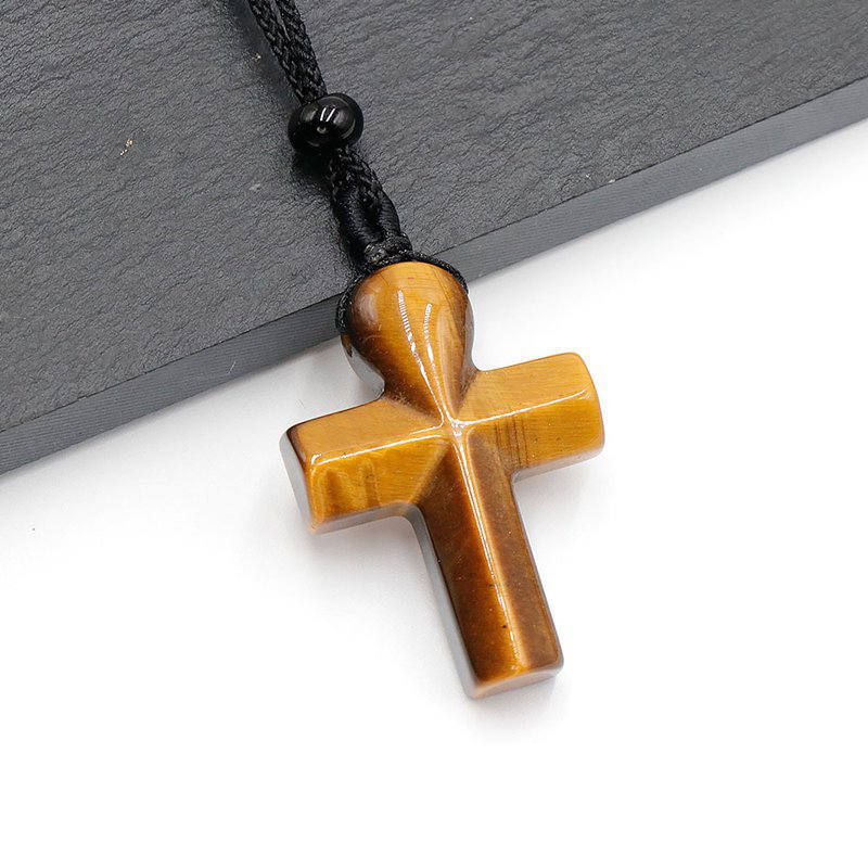 Natural Quartz Crystal Gemstone Crucifix Pendant Healing Reiki Necklace Amulet
