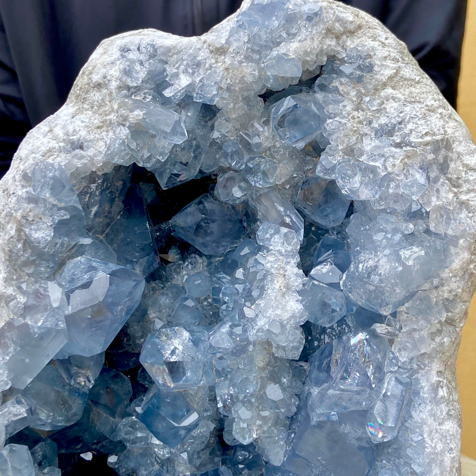 25.35LB Natural Beautiful Blue Celestite Crystal Geode Cave Mineral Specimen