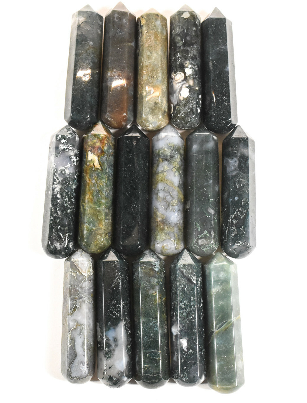 60mm Green Moss Agate Massage Wand Polished Chalcedony Crystal Mineral India 1PC