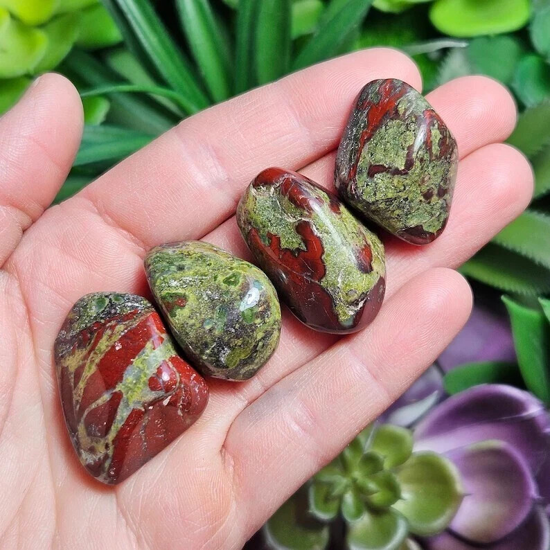 Natural Tumbled Dragon Bloodstone Healing Crystal Mineral Specimen Gemstone Gift