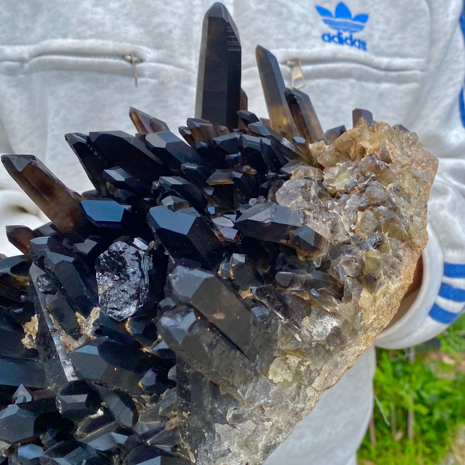 12.7LB Natural Black Smoke Color Quartz Cluster Crystal Specimens Mineral Heali