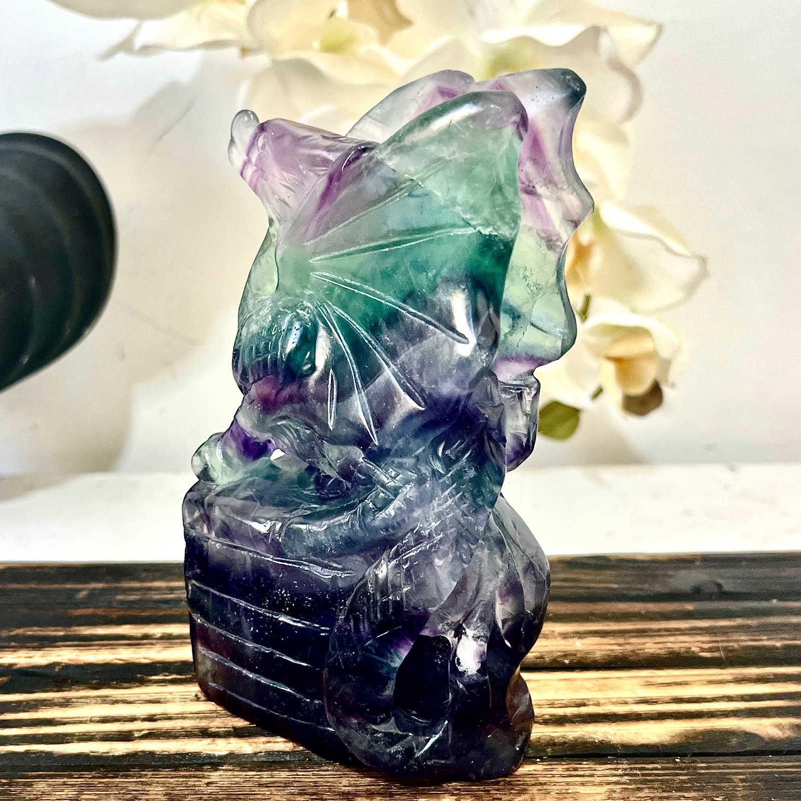 2.09LB Natural fluorite quartz products, hand carved and polished spiritual orna