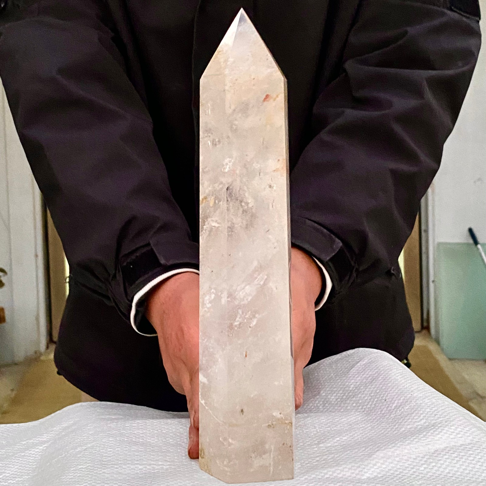 4.1LB Large Natural Clear Quartz Crystal Wand Point Obelisk Specimen Reiki