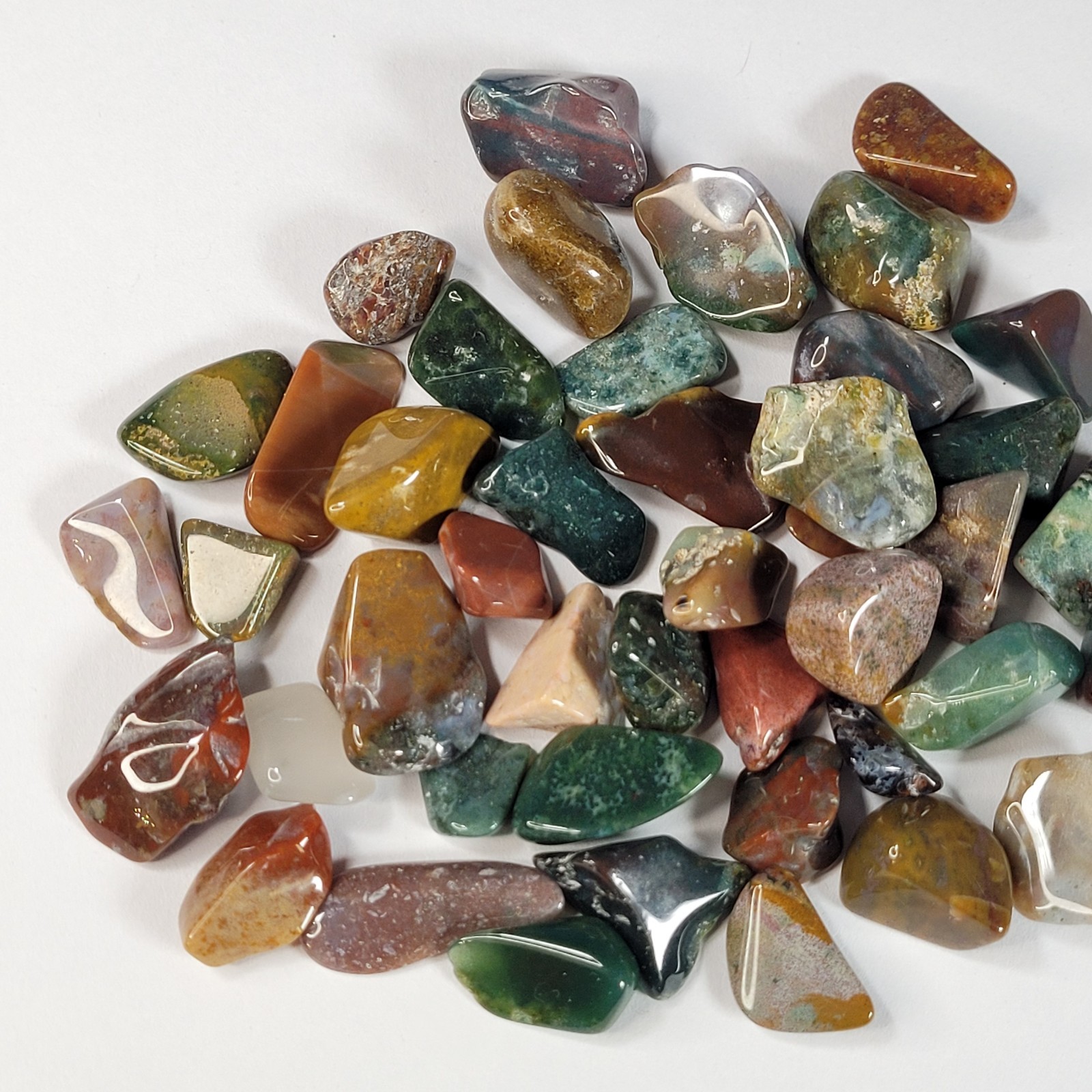 Ocean Jasper Natural Stone Tumbles in Vintage 4 oz Apothecary Glass Jar *Video*