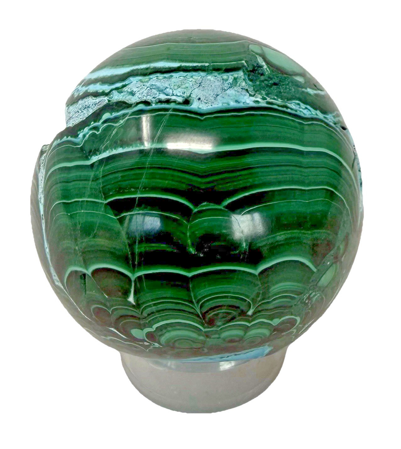 Malachite & Christocola Crystal Sphere Druzies & Beautiful Banding & Patterns