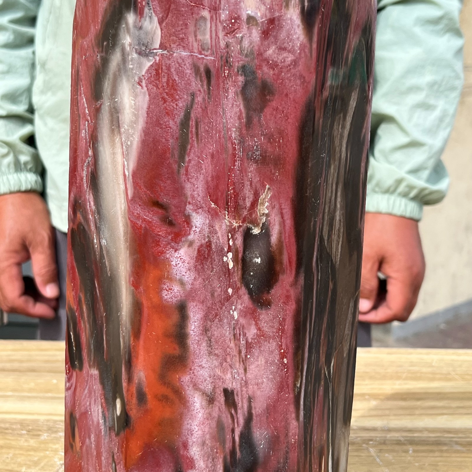 16.98LB Large Natural Polished Petrified Wood Obelisk Tower Crystal Reiki Decor
