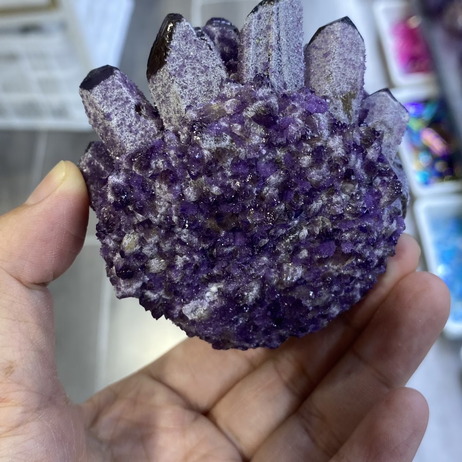 340g New purple Phantom Quartz Crystal Cluster Mineral Specimen Reiki Random