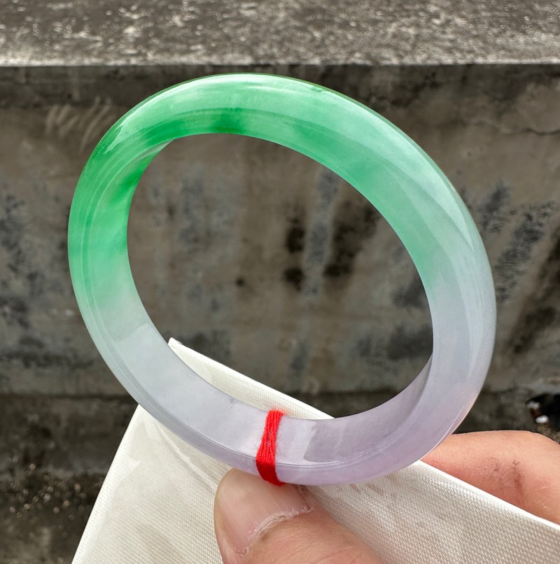 Certified Natural Grade AAA Ice Green Burmese Jade jadeite bracelet bangle 57MM