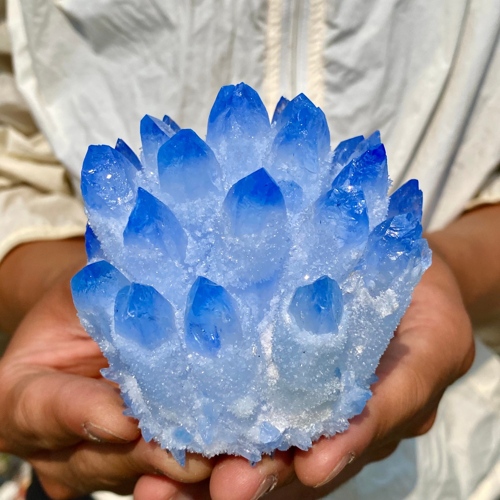 454G Newly discovered blue crystal cluster flower shaped mineral specimen