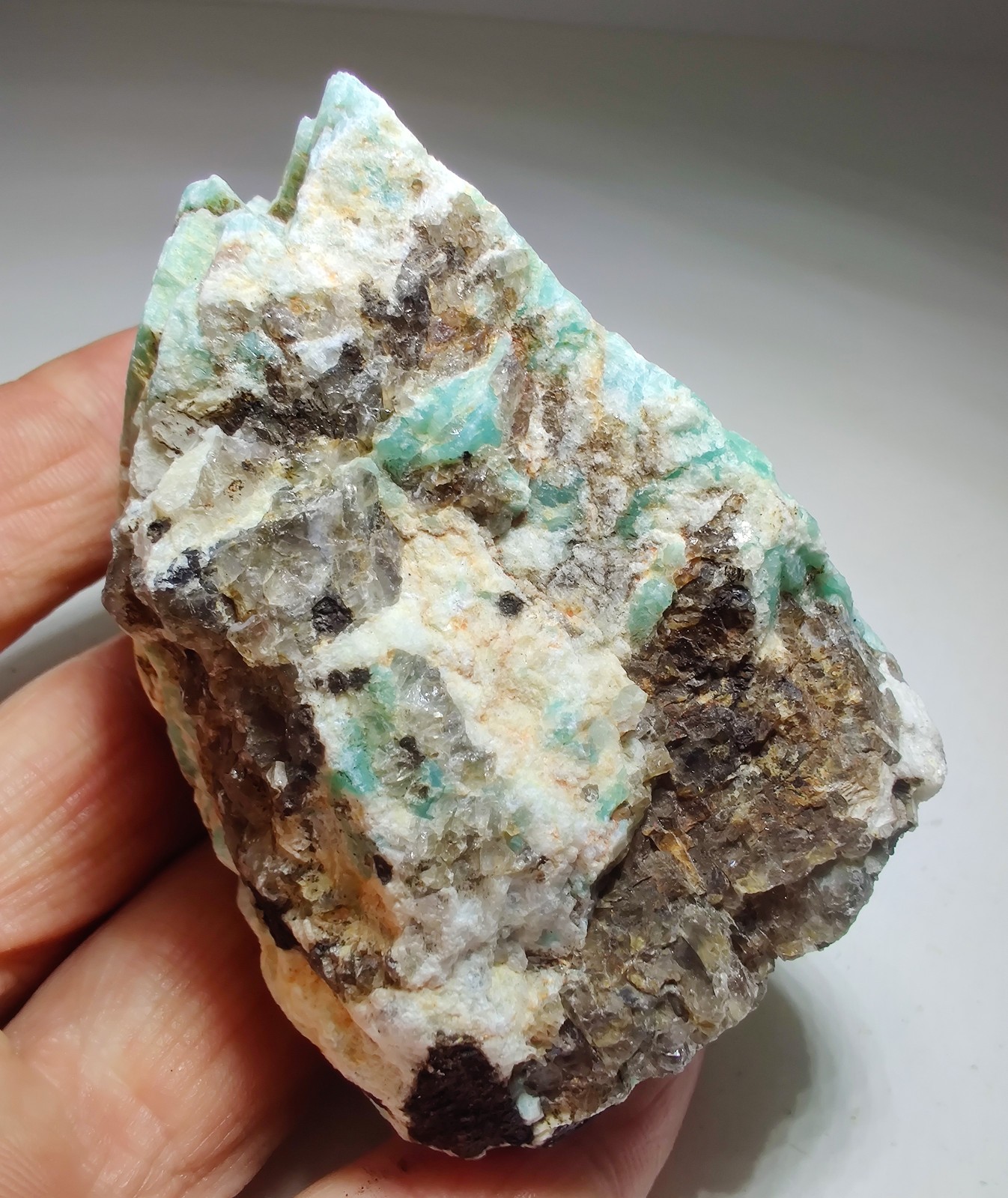 Amazonite with Smoky Quartz, great color. Antananarivo, Madagascar. 273 grams.