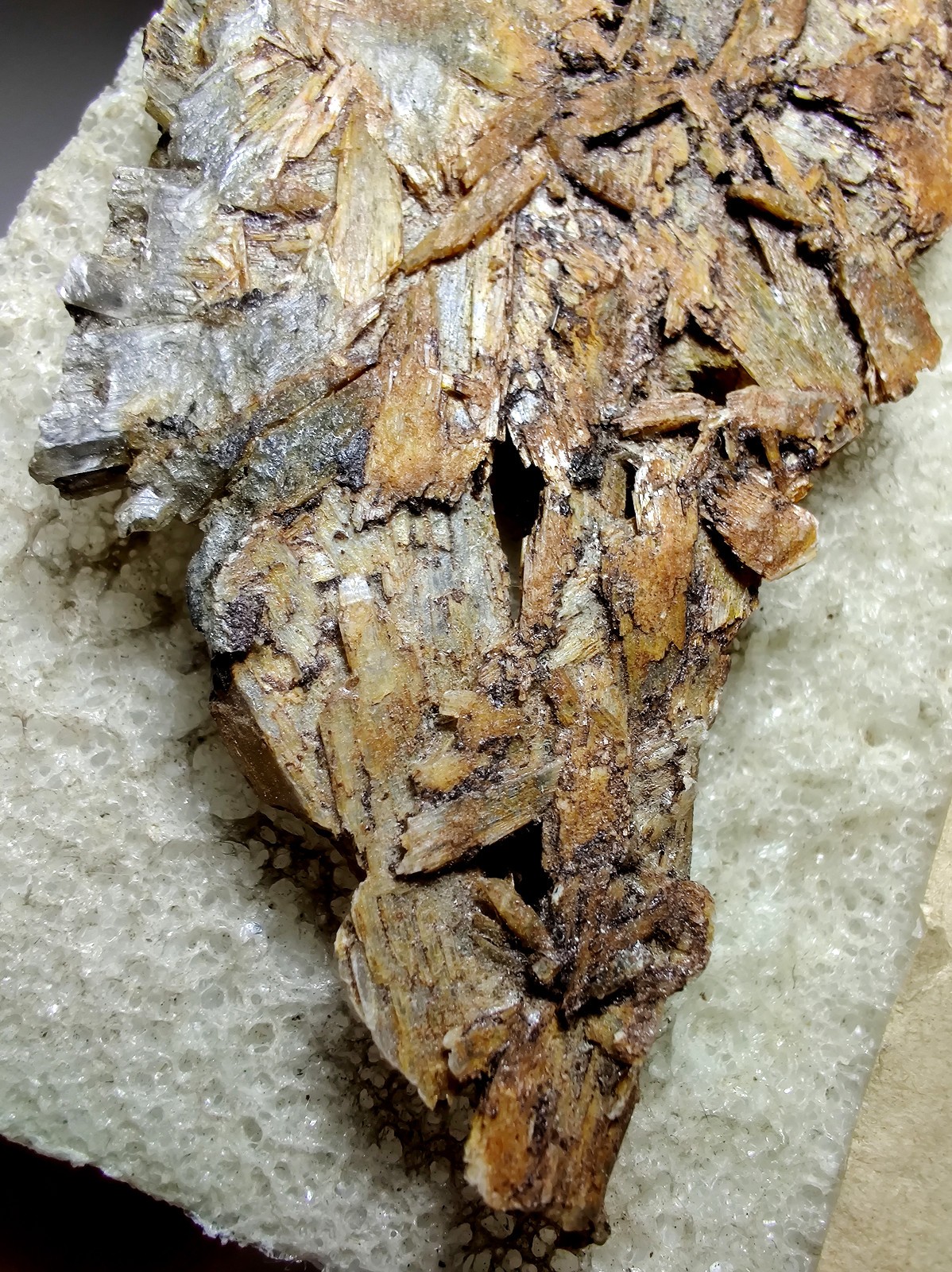 Gypsum-Selenite crystals, old “traded” collection piece . Stanhope, Iowa. 9 cm.