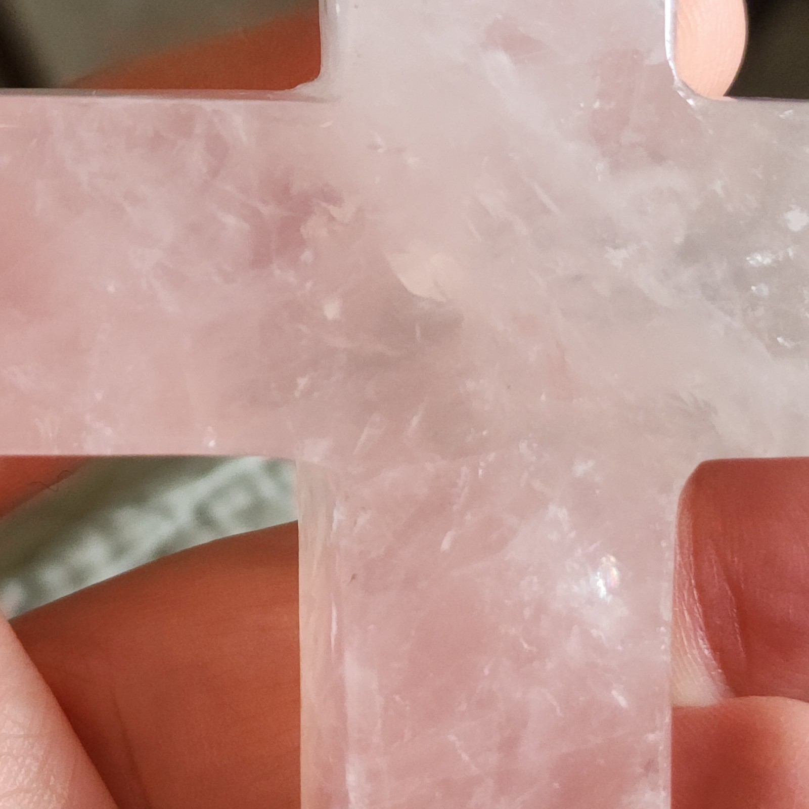 Natural Polished Rose Quartz Hand Carved Cross 194 grams – 5″ Tall – USA