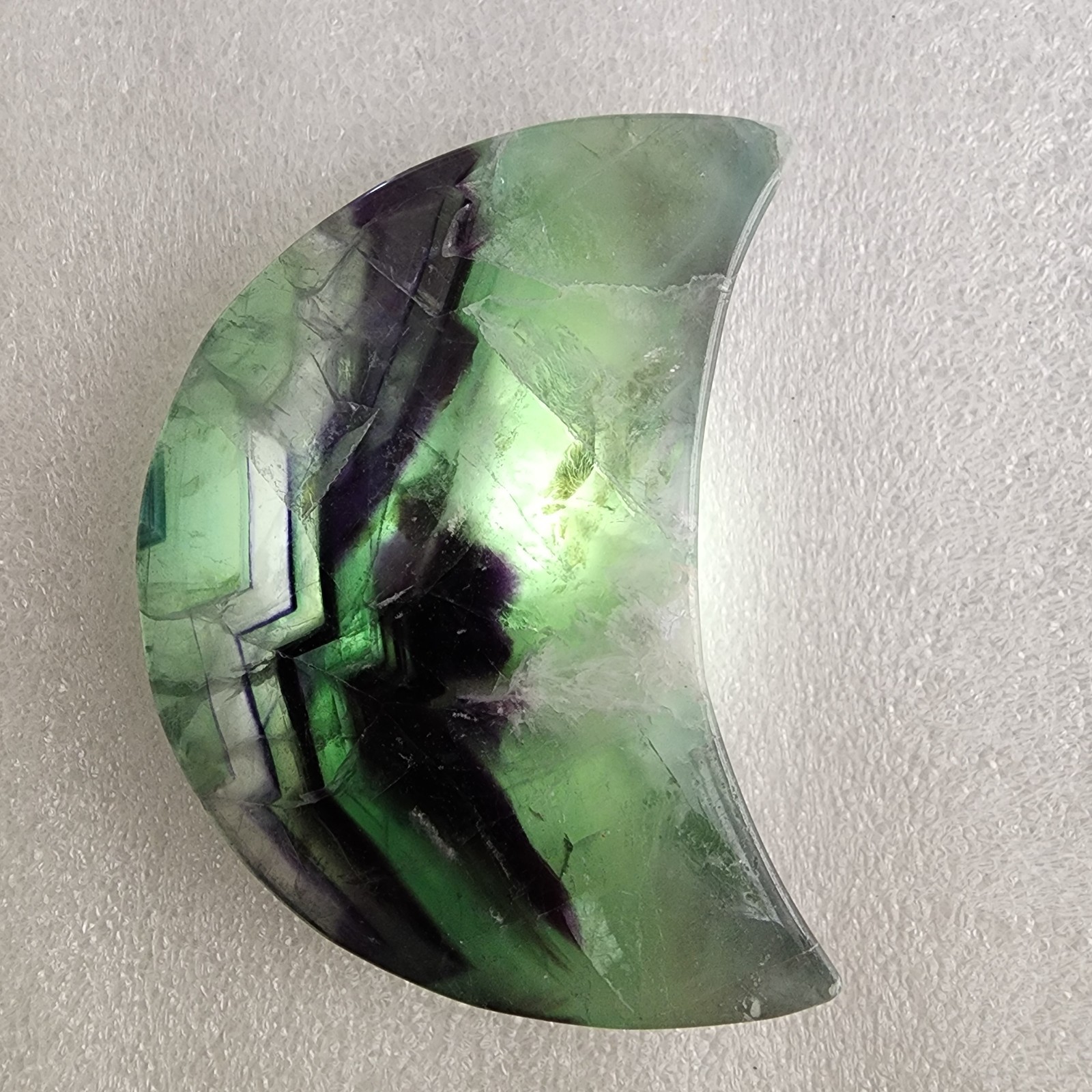 Natural Polished Feather Fluorite Moon 3.75″ – USA