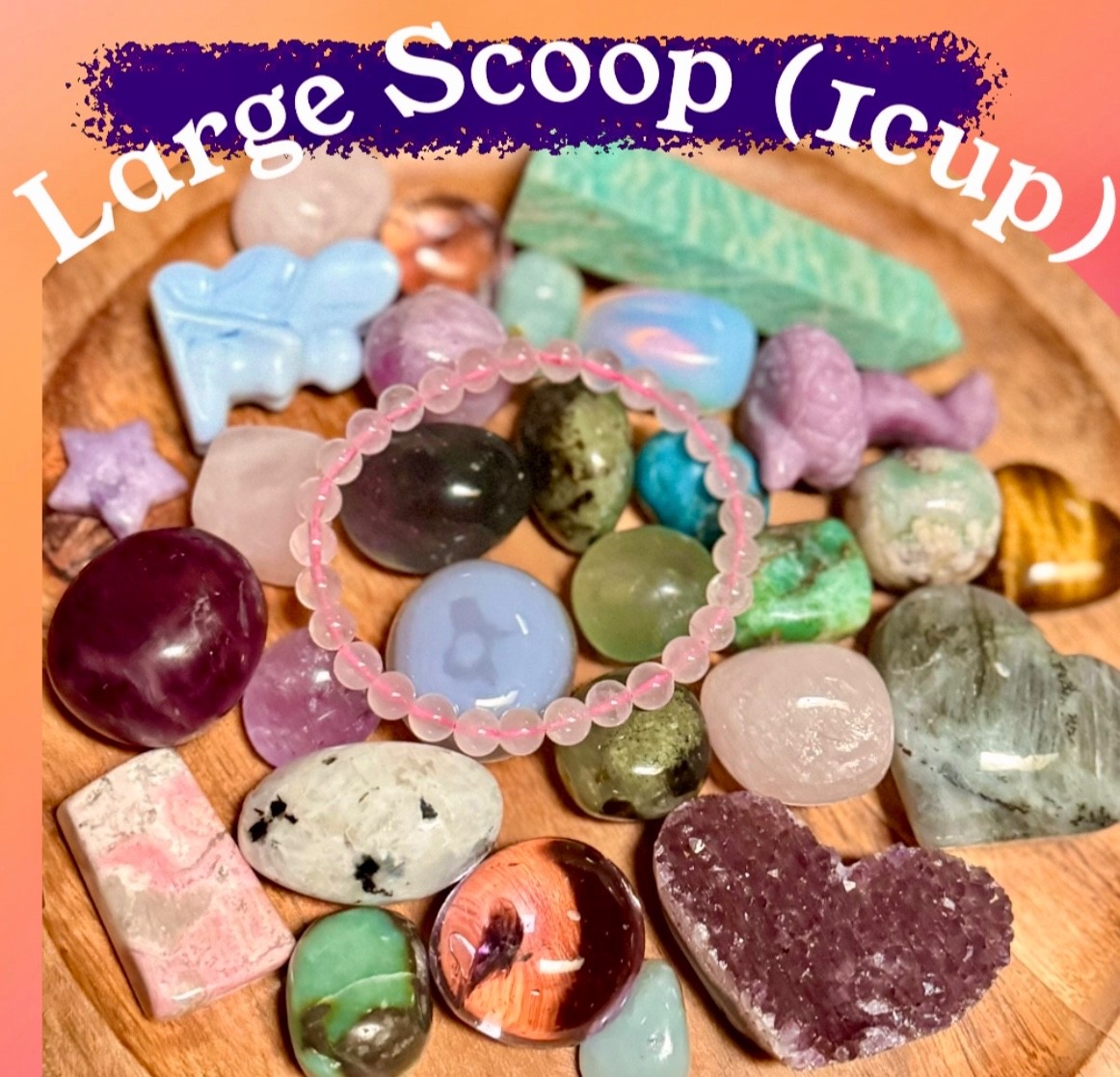 Lucky Crystal Confetti Scoop No Chips Carvings Towers Palm Stones 1/2-2LB