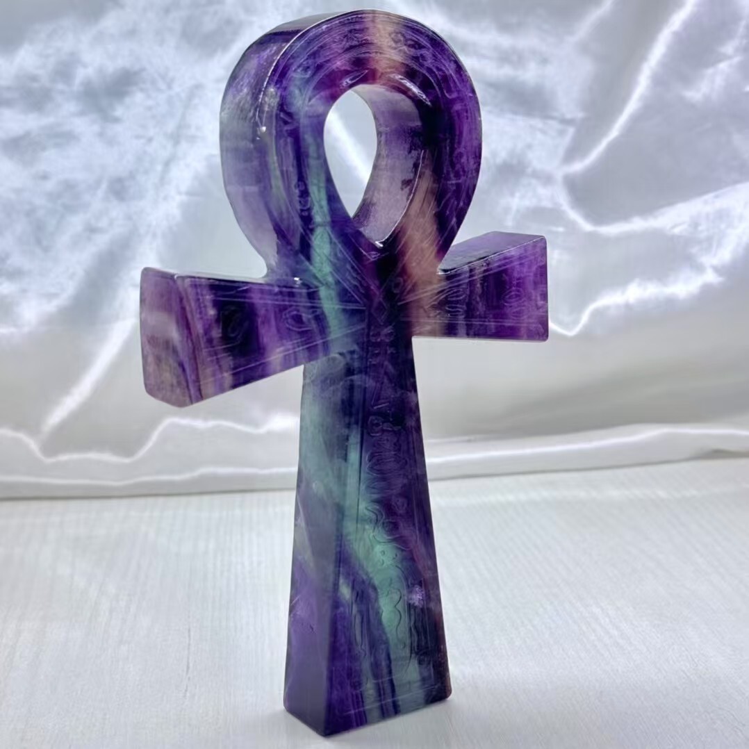 1.58LB Natural fluorite carved Anka Skull quartz crystal reiki healing Gem Gift