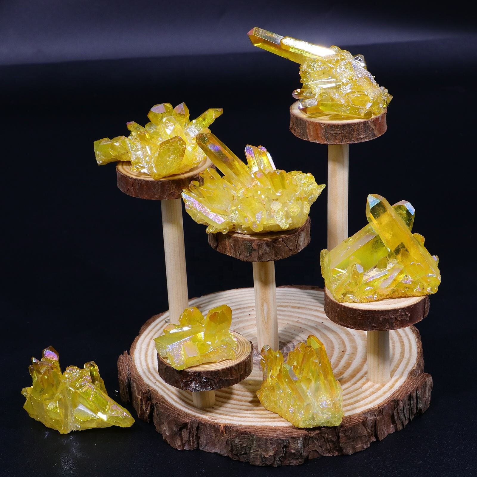 Angel Aura Yellow Quartz Cluster Yellow Crystal Mineral Specimen Home Decoration