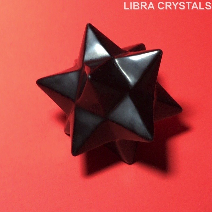 Black Obsidian Merkaba Star Crystal 2in 106g Sacred Geometry Polished Protection