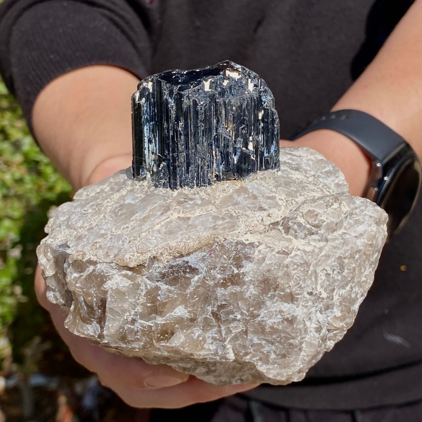 1.77LB Natural black tourmaline crystal gemstone rough mineral specimen