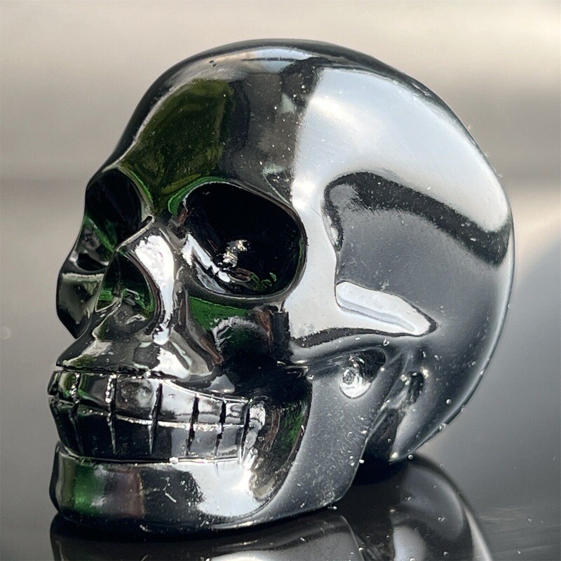 2″ Natural Obsidian gem skull Quartz Carved Crystal Skull Reiki Healing 1pc