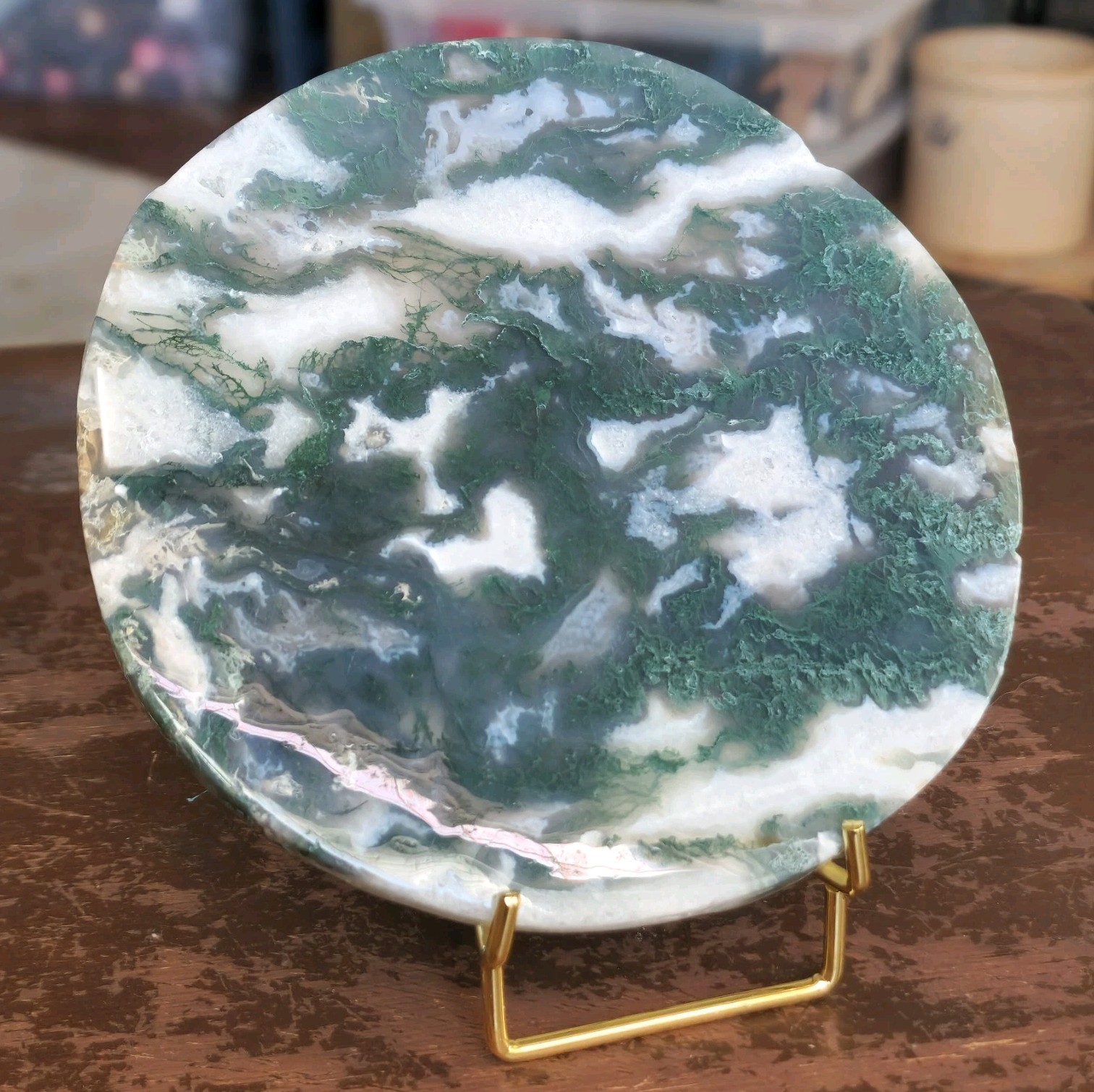 Natural Polished Moss Agate 5.25″ Slab – USA