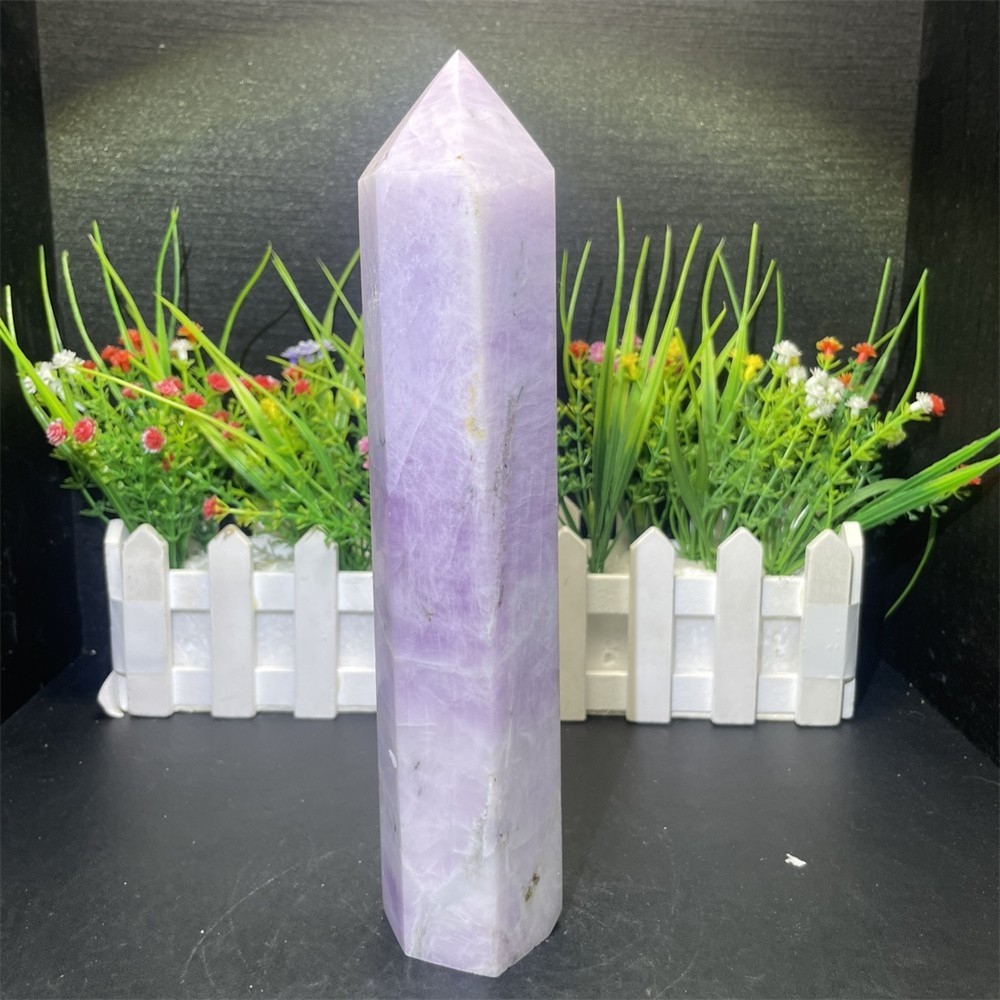 2.2LB9 ” Natural Kunzite Obelisk Tower Crystal Quartz Healing Energy Reiki