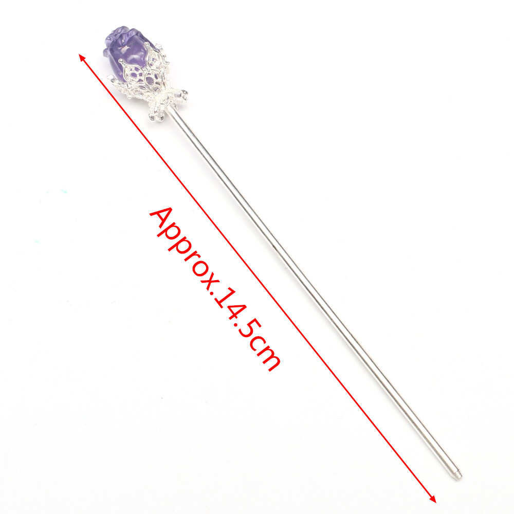 5pc Natural Fluorite Carved Rose Flower Hairpin Quartz Crystal Reiki Healing New