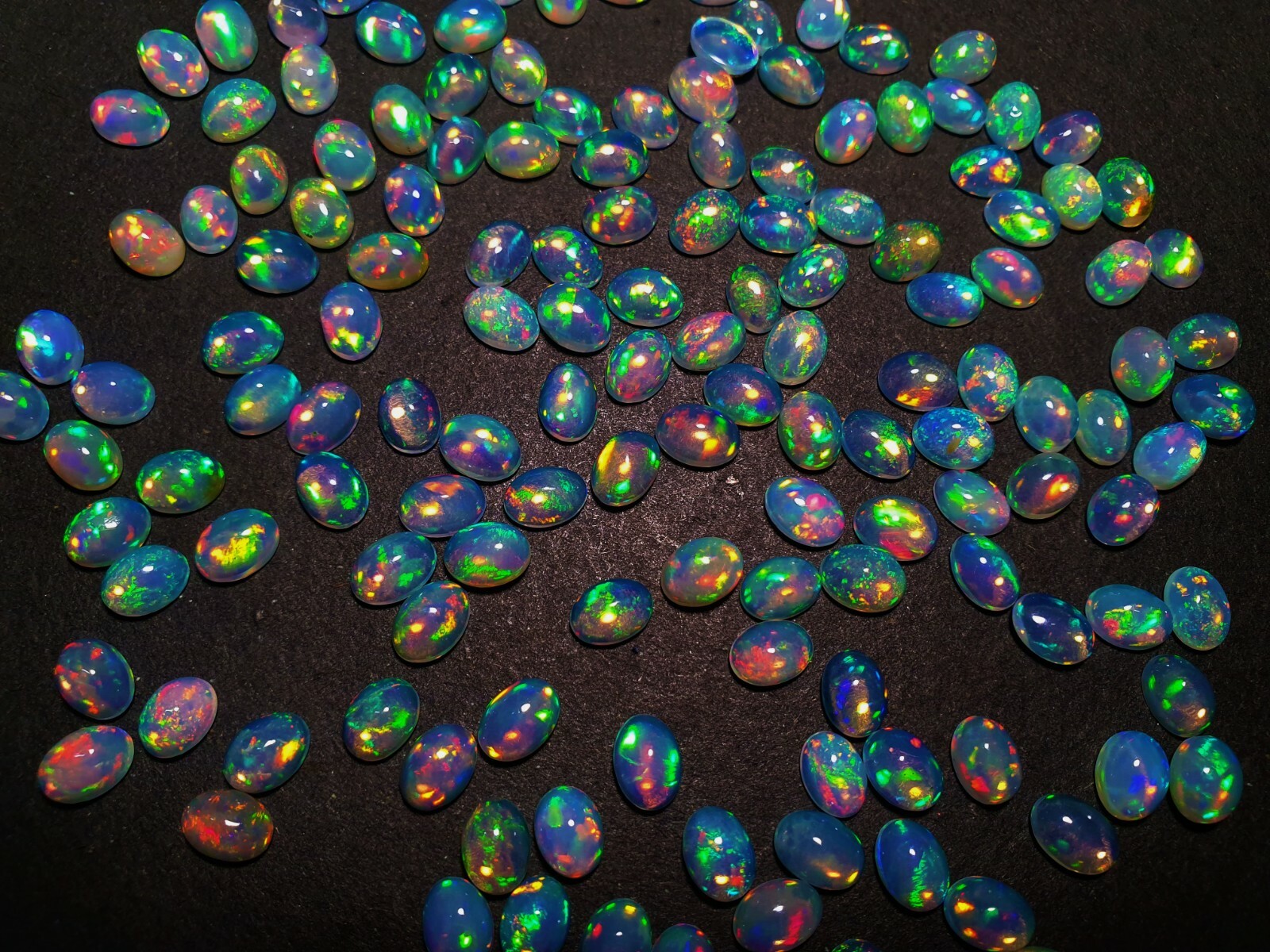 Natural Ethiopian Multi Fire Opal Oval Cabochon Loose Gemstone Lot 18 Pcs 4*6 MM