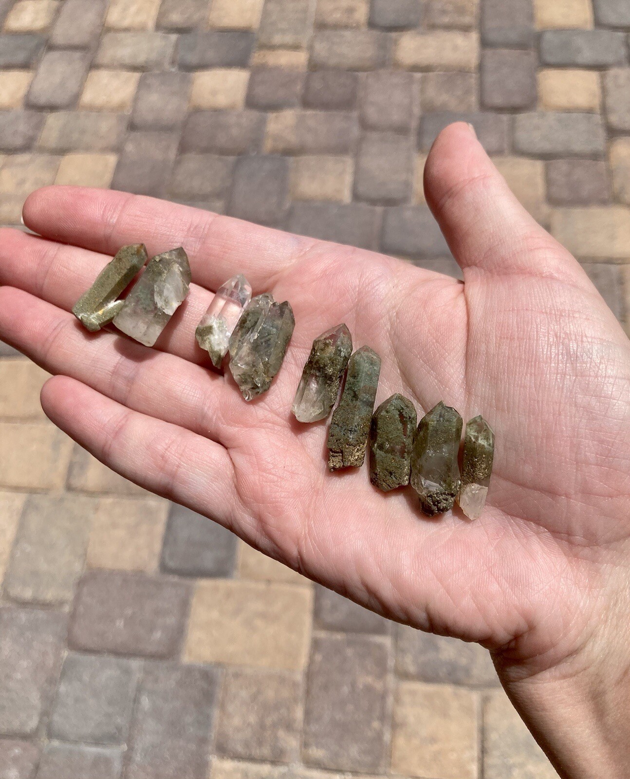 Natural Green Chlorite Quartz Crystal Points, Clusters, Raw Himalayan Quartz