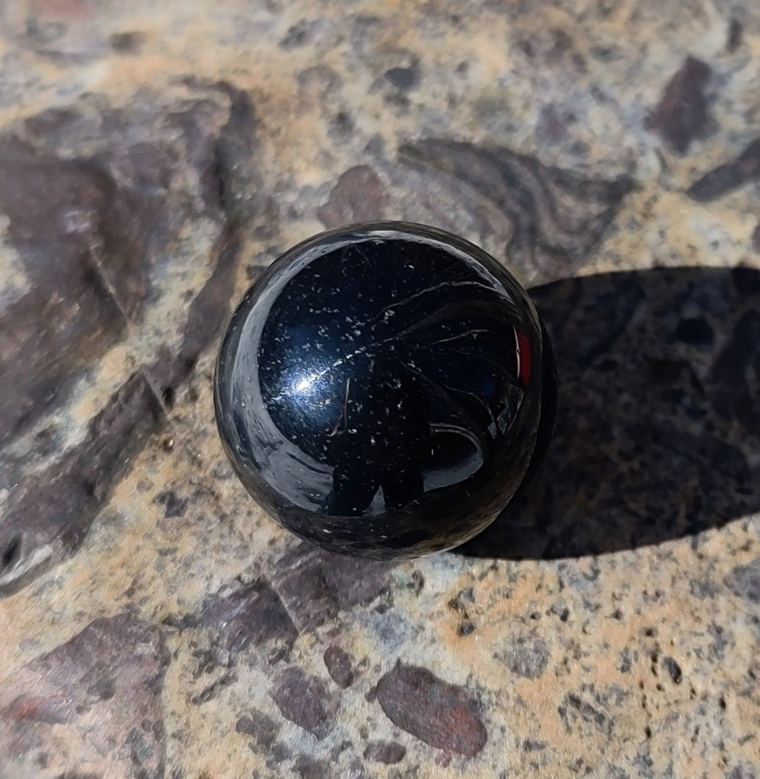 Agate Marble Sphere, Black /White 20mm Madagascar Crystal Agate Marble