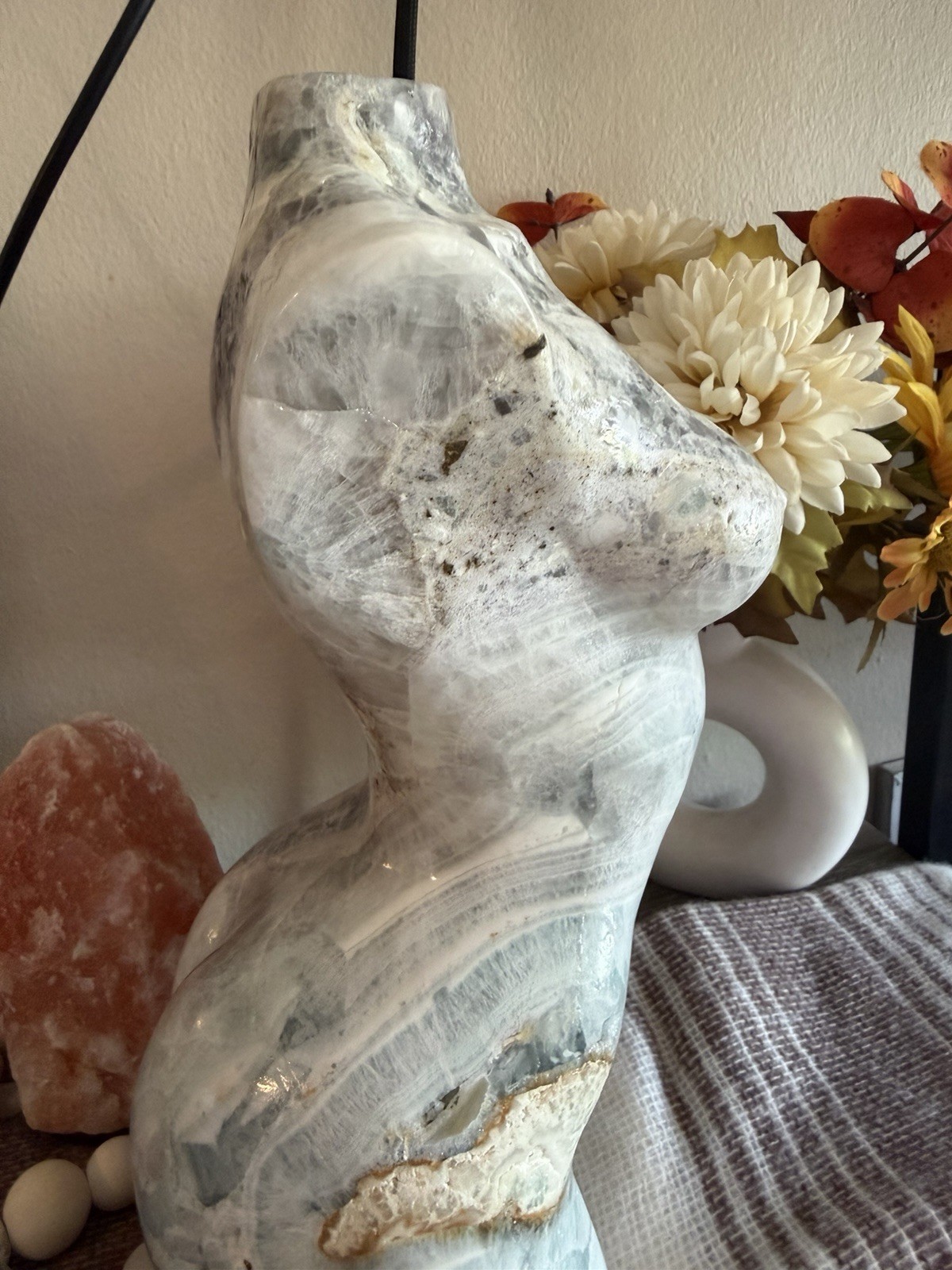 Large 22 lb Natural Fluorite Goddess Torso Crystal Carving Sculpture 9.75kg